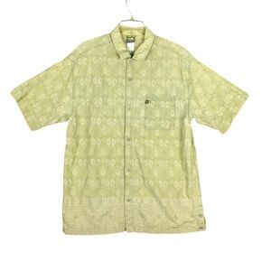 The North Face A5 Series Men Green Geometric Short Sleeve Button Up Shirt Sz XL